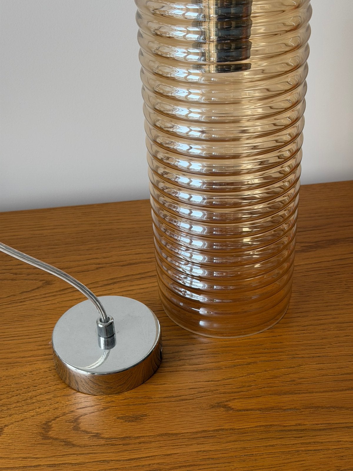 Suspension cylindrique en verre style vintage, Maison & Meubles, Enlèvement, Comme neuf, Verre