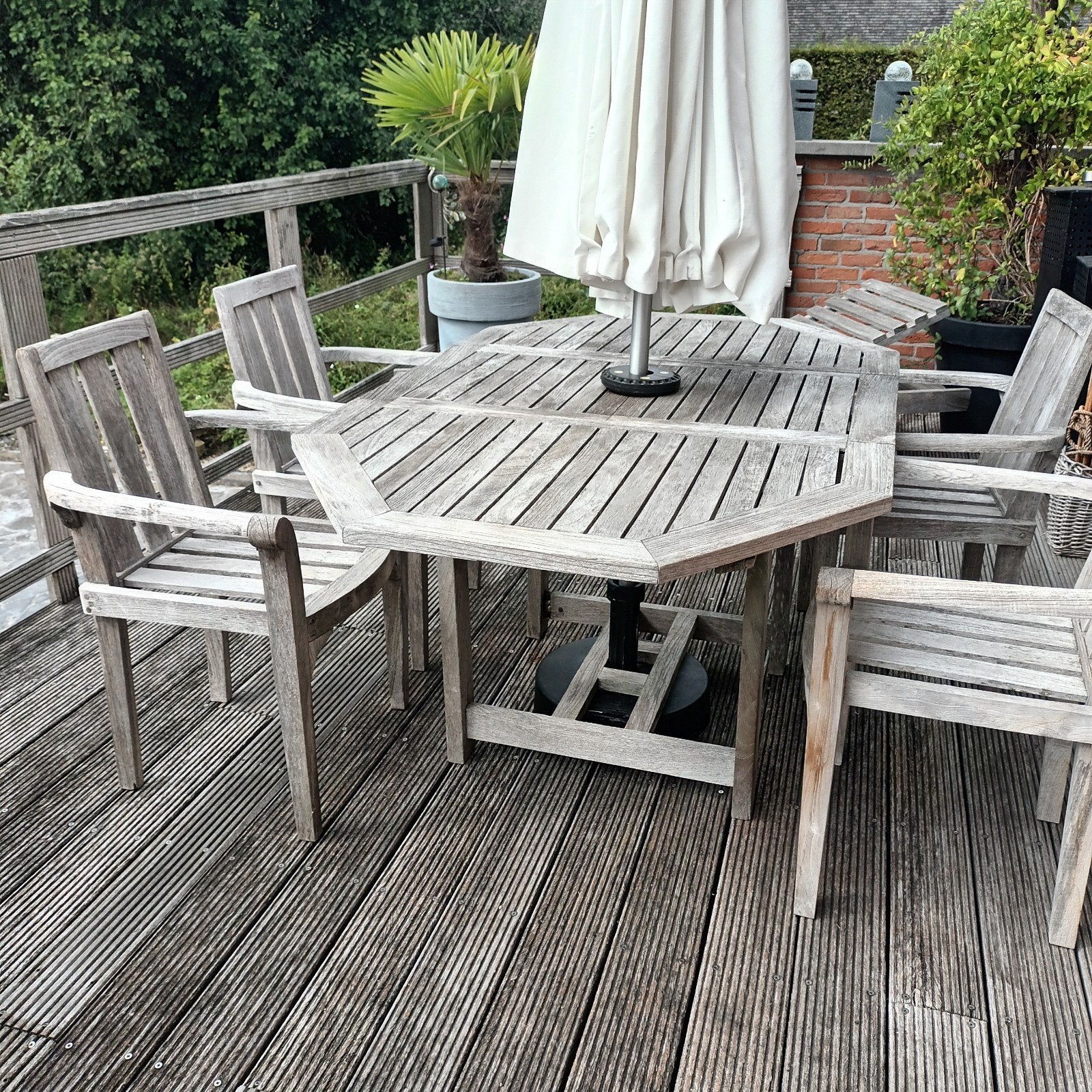 teak,tafel met 6 stoelen, Tuin en Terras, Ophalen
