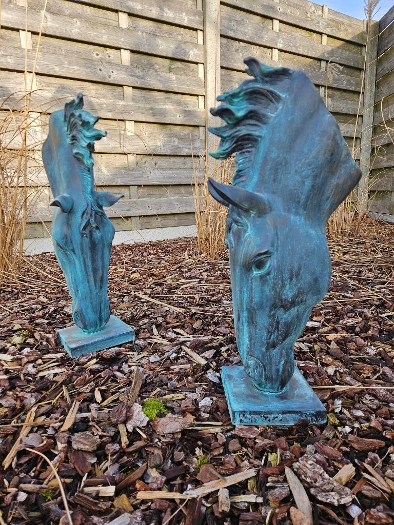 BRONZEN PAARDENHOOFD, LAGE PRIJS PER STUK LAATSTE 2 KOOPJE!, Mammifère, Statue, Enlèvement ou Envoi, 50 - 100 cm