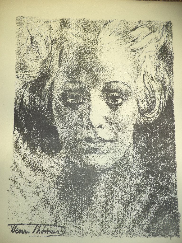 HENRI THOMAS 1878-1972 lithografie studie étude portret dame, Antiek en Kunst, Ophalen of Verzenden, Lithografie