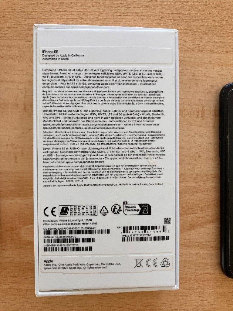 IPHONE SE 3  -2 stuks, Telecommunicatie, Mobiele telefoons | Apple iPhone, 128 GB, Zwart, Ophalen of Verzenden, Zo goed als nieuw