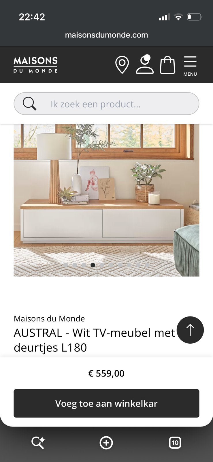 Tv meubel wit eik, Enlèvement, Utilisé, 150 à 200 cm, Moins de 100 cm