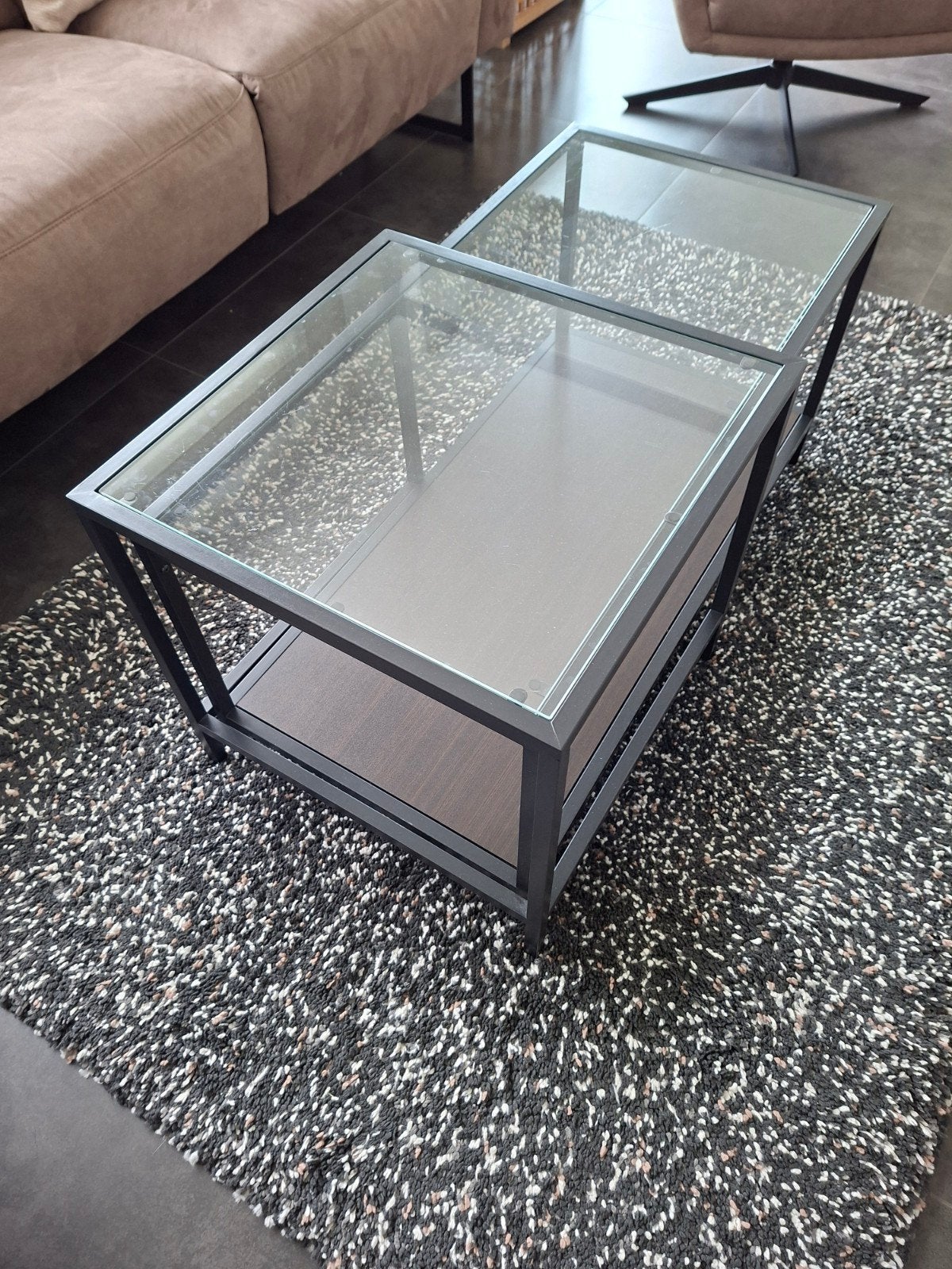 Salontafel 2 delen, glazen blad, Ophalen of Verzenden, Gebruikt