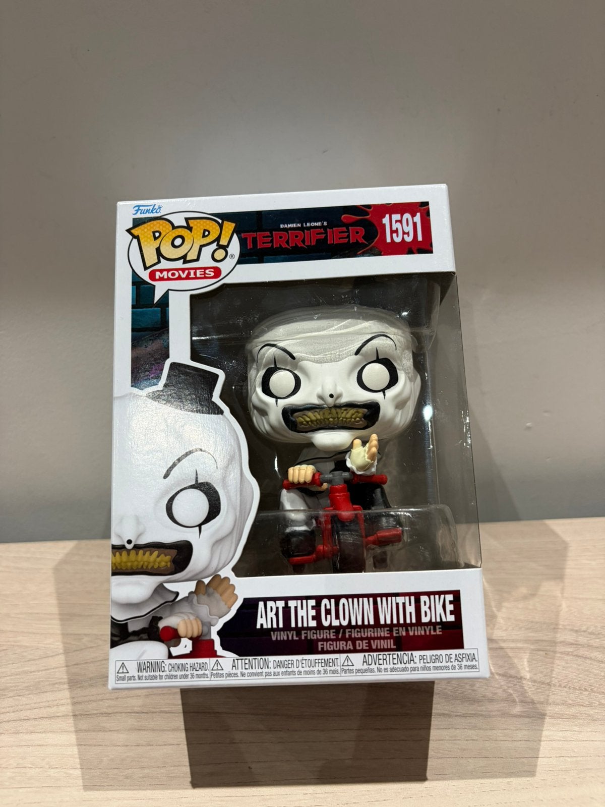 Funko Pop 1591 Art the Clown with Bike – Terrifier Figure, Verzamelen, Ophalen of Verzenden, Zo goed als nieuw