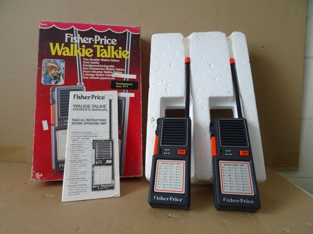 Vintage Fisher-Price Walkie Talkie set Walkie Talkies 1985, Telecommunicatie, Portofoons en Walkie-talkies, Gebruikt, Portofoon of Walkie-talkie