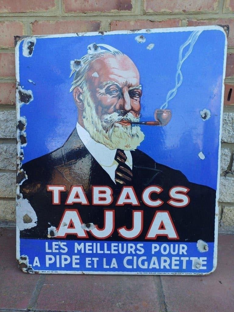 AJJA Tabak emaille bord, Verzamelen, Merken en Reclamevoorwerpen, Ophalen, Gebruikt, Reclamebord