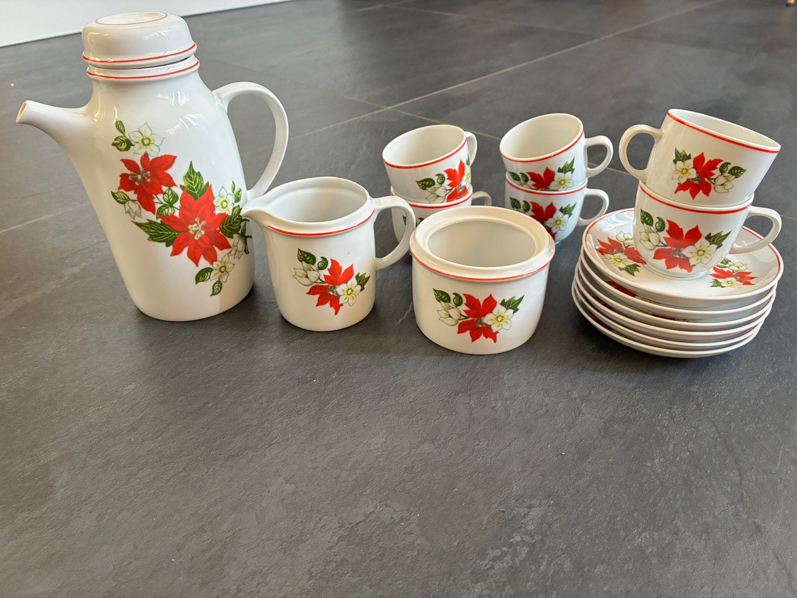 Service à café de Noël 15 pièces | Porcelaine Hollóházi, Collections, Porcelaine, Cristal & Couverts, Comme neuf, Service complet