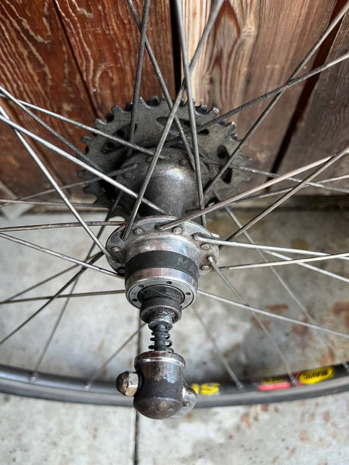6 speed mavic velg en band, Fietsen en Brommers, Gebruikt, Aluminium, Oldtimerfiets, Ophalen