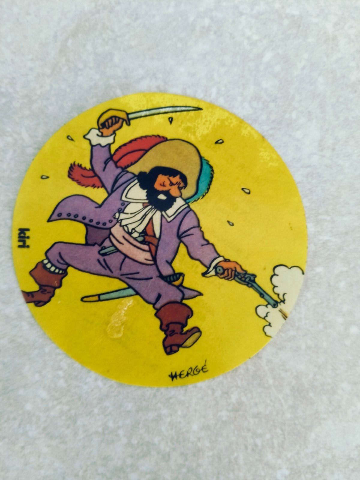 Oude vintage sticker Kuifje Hergé Kiri kaasproducten 1972, Verzamelen, Ophalen of Verzenden