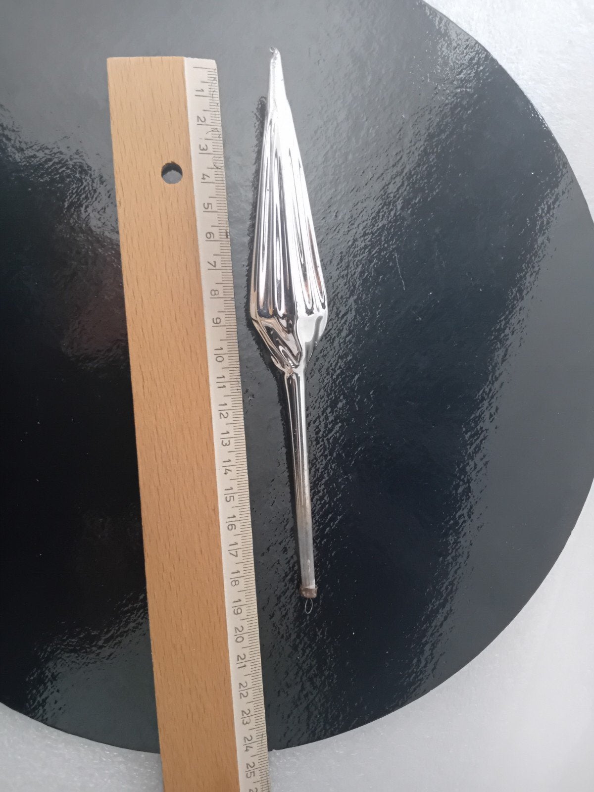 Prachtige Antieke Glazen Kersthanger Zilveren Parasol 19,5 c, Ophalen of Verzenden
