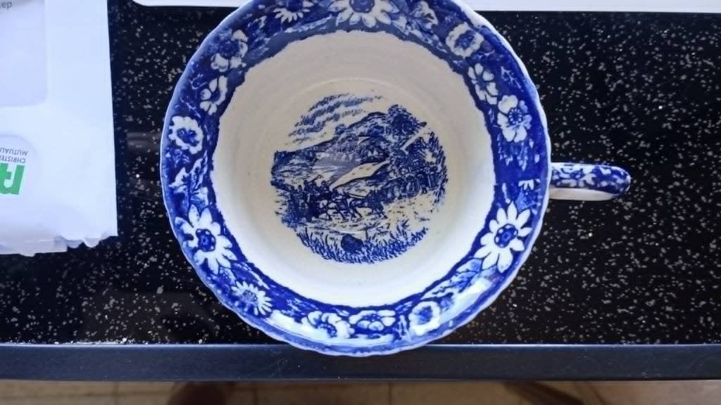 vintage blauw wit theeservies -royal kentucky- high tea, Antiek en Kunst, Antiek | Servies compleet, Ophalen