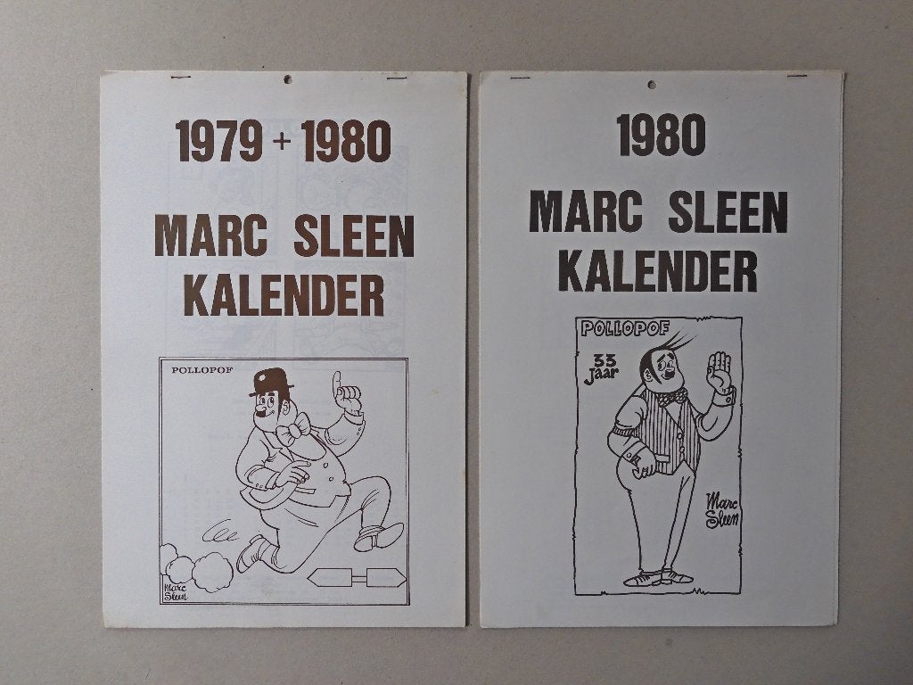 2 Kalenders - Marc Sleen - Nero - 1979+1980 - gags Pollopof, Verzamelen, Ophalen of Verzenden, Overige figuren, Zo goed als nieuw