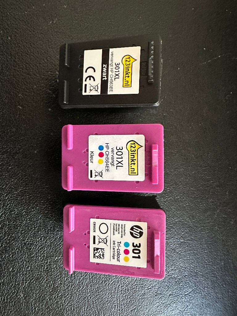 HP 301 / 301XL inktcartridges, 1x zwart + 2x kleur, Enlèvement, Comme neuf, Cartridge, 123inkt