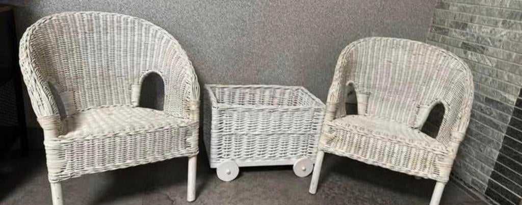 Kinder rotan stoeltjes + tafeltje set (wit), Enlèvement