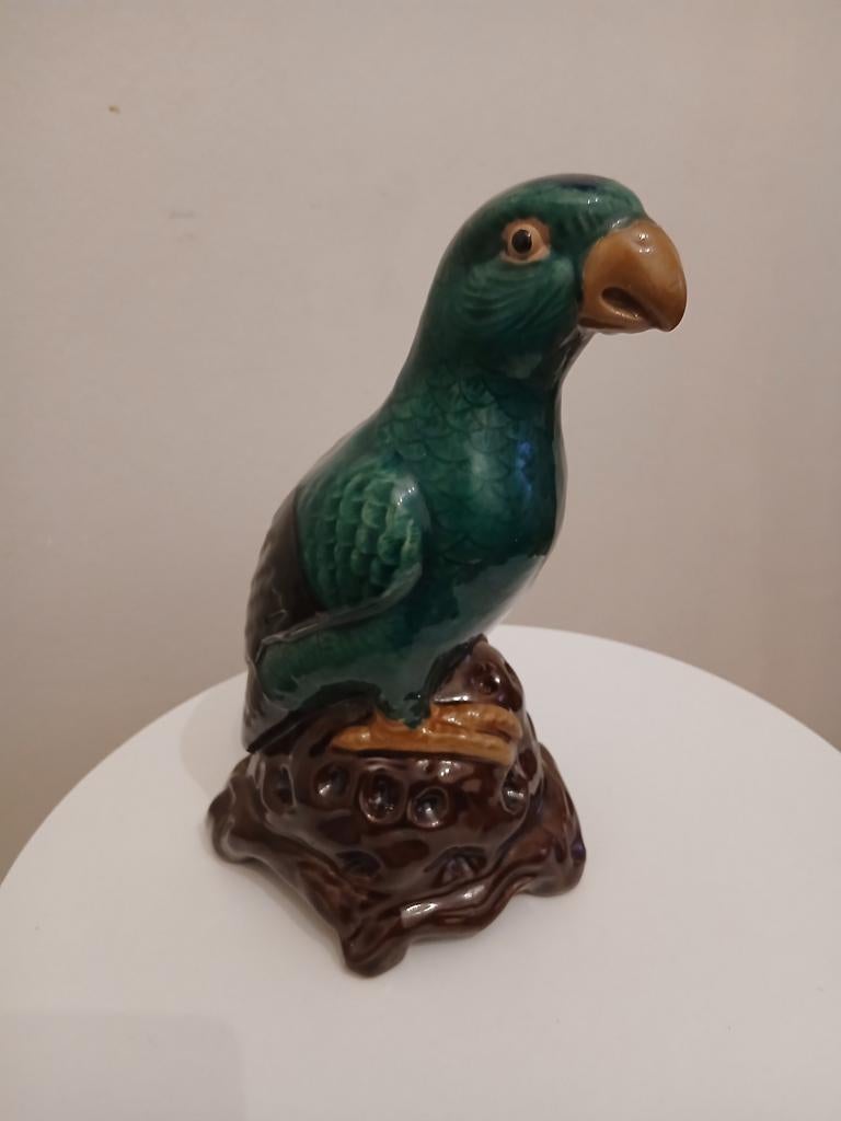 Statuette Perroquet Vintage en Céramique Craquelée, Animaux & Accessoires, Perroquet