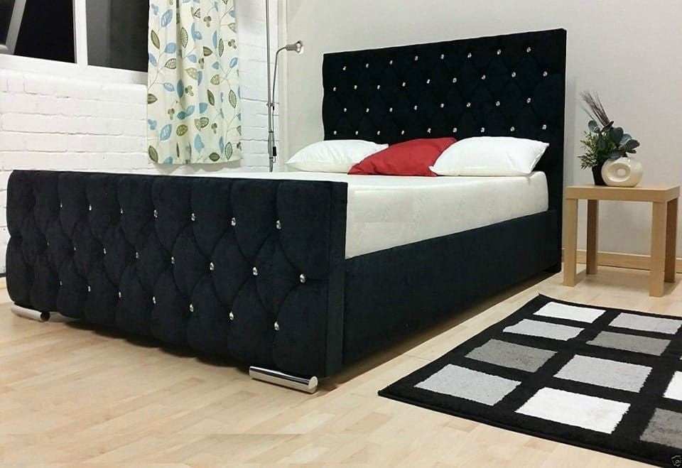 Luxe fluwelen bed – elegant design met premium comfort, Verzenden, Nieuw, Beige