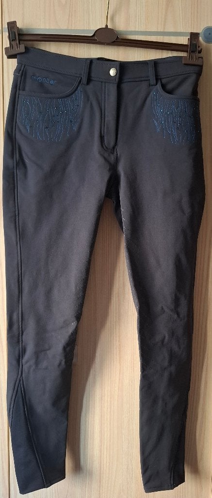 Culotte d'équitation Montar bleu foncé avec pierres, Avec stretch, Autres tailles, Bleu, Sous-vêtement