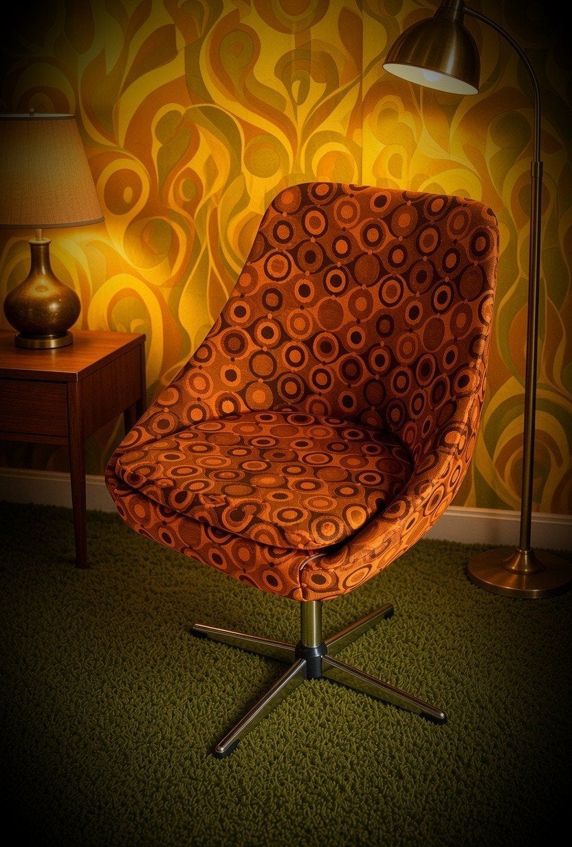 Fauteuil vintage pivotant 1960-1970, Maison & Meubles, Enlèvement, Une