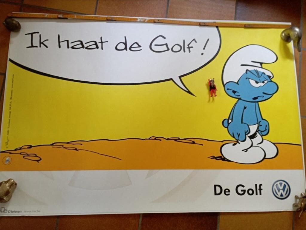 686) smurfen poster ( Volkswagen Golf en d'ieteren ) 2001, Ophalen of Verzenden