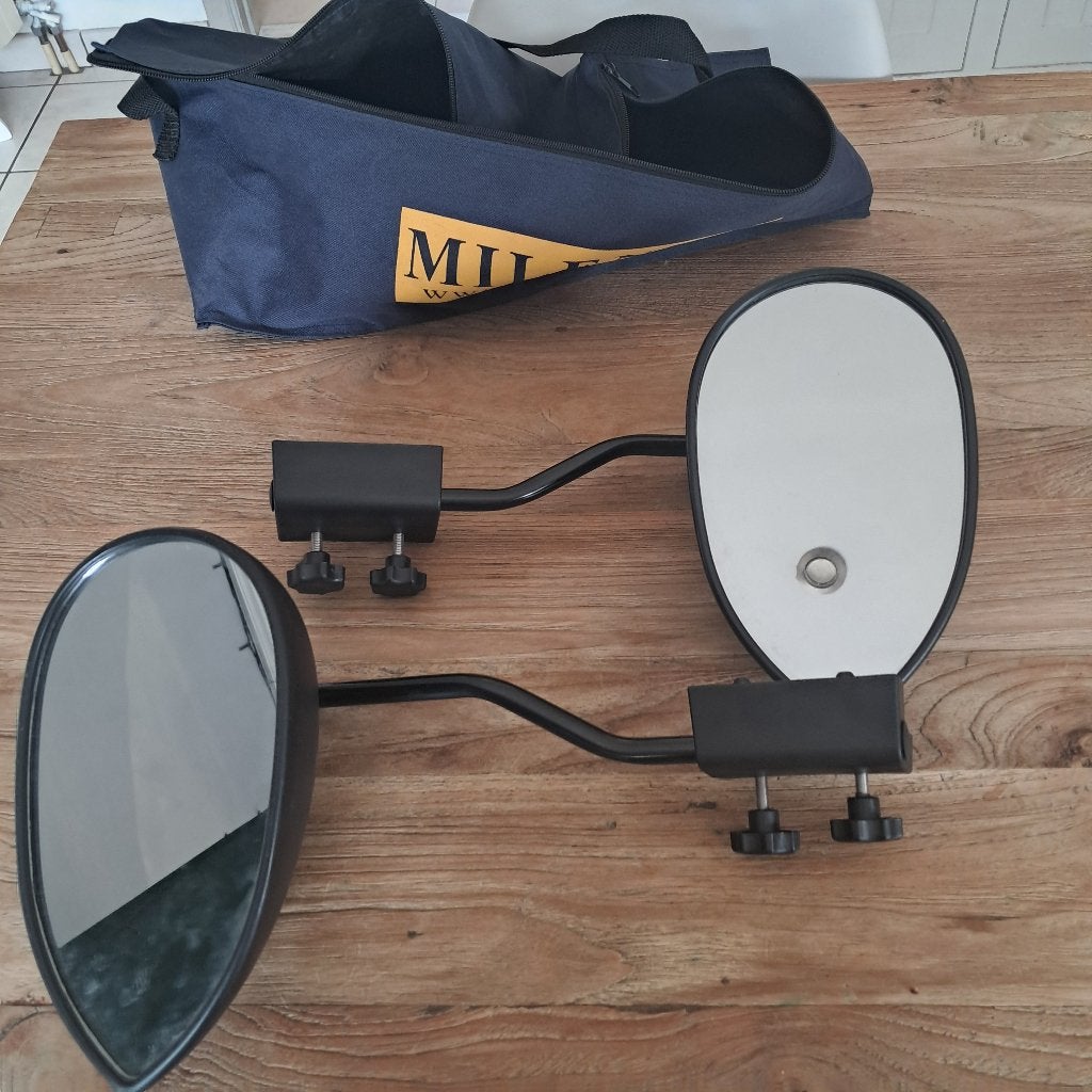 Milenco caravan spiegels met opbergtas, Auto-onderdelen, Spiegels, Ophalen, Gebruikt