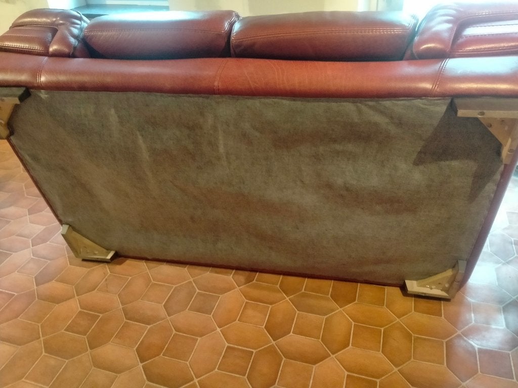 leren bank, Huis en Inrichting, Zetels | Zetels, Ophalen, Gebruikt, Cuir rouge fabrication italienne, 150 tot 200 cm