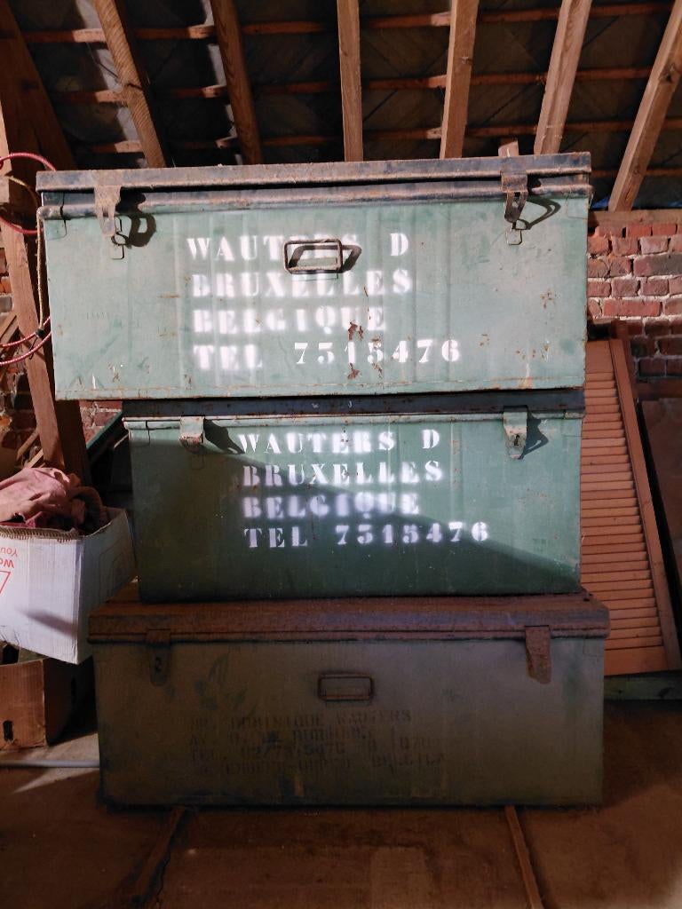 Kantines, metalen koffers, kisten VINTAGE, Ophalen, Gebruikt, Metaal, 50 tot 75 cm
