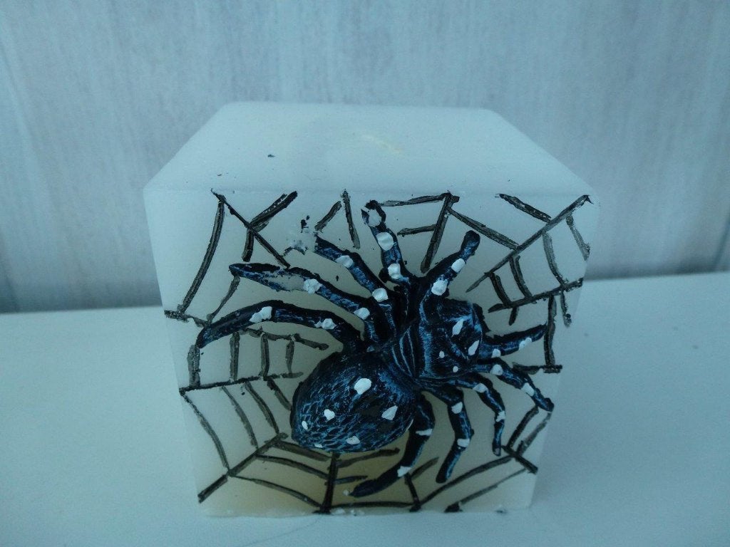 Halloween wit kaarsje met spin, Hobby en Vrije tijd, Ophalen of Verzenden, Nieuw, Versiering
