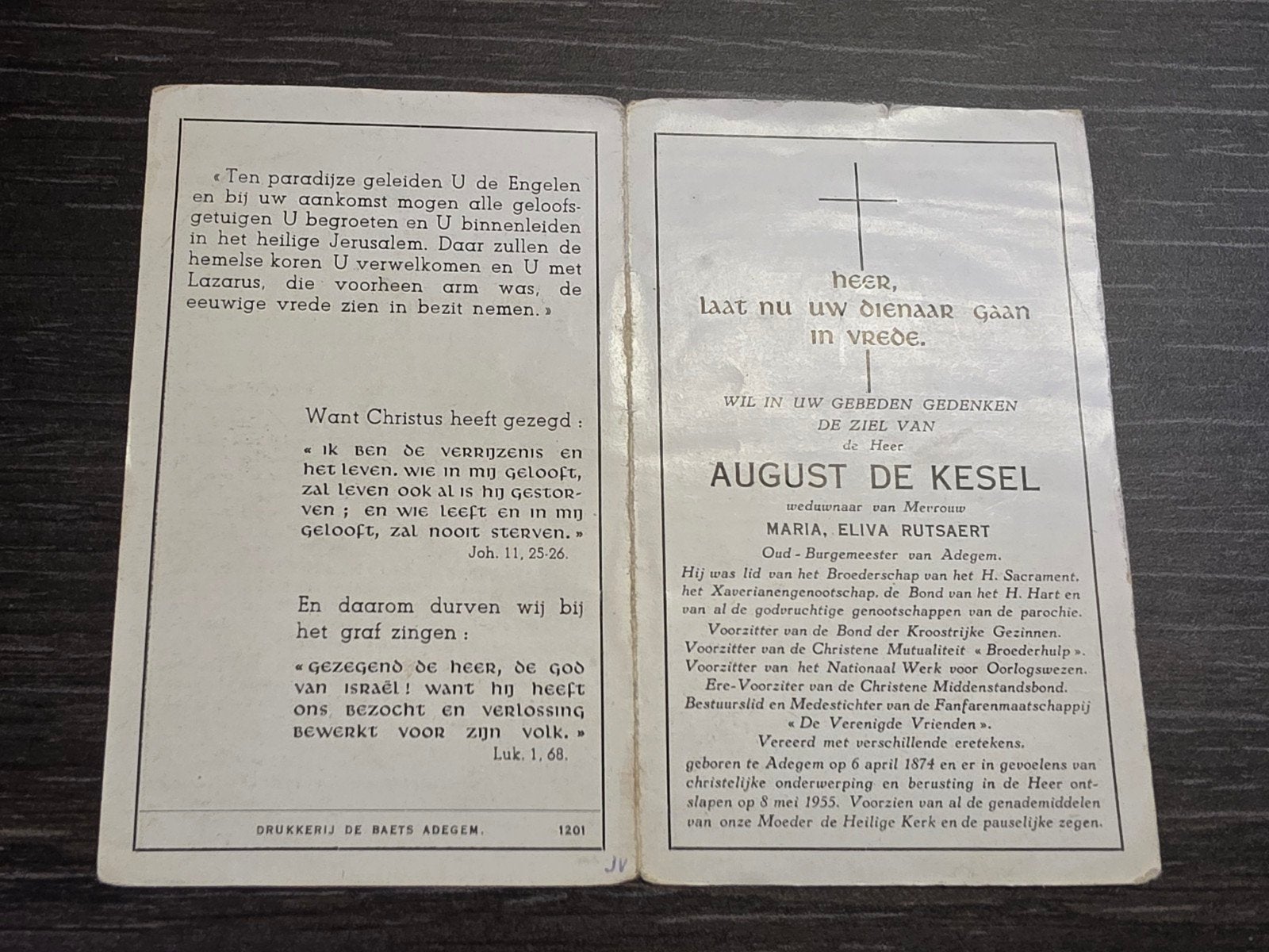 De Kesel Rutsaert Burgemeester Adegem 1874 1955, Verzamelen, Ophalen of Verzenden