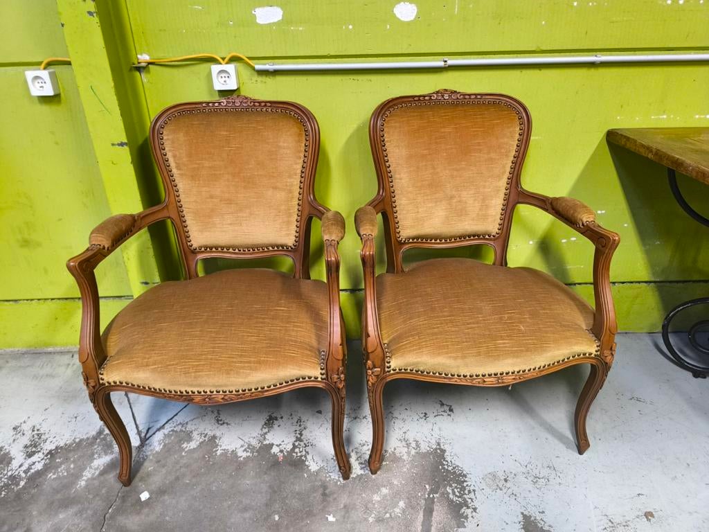 Vintage Louis XV stijl fauteuils – set van 2, Antiek en Kunst, Antiek | Meubels | Stoelen en Sofa's, Ophalen
