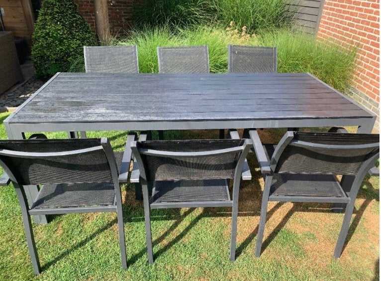 Tuintafel met 6 stoelen, Enlèvement, Utilisé, Aluminium