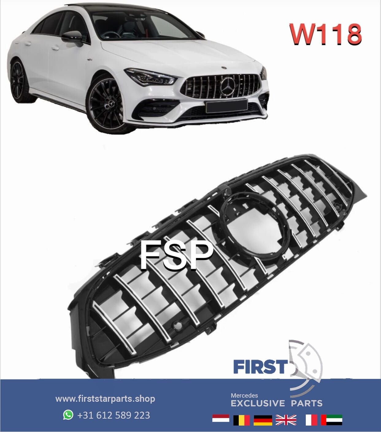 W118 C118 X118 CLA KLASSE 45 AMG GT GRIL 2019-2022 CLA45s AM, Utilisé, -, -, Enlèvement ou Envoi