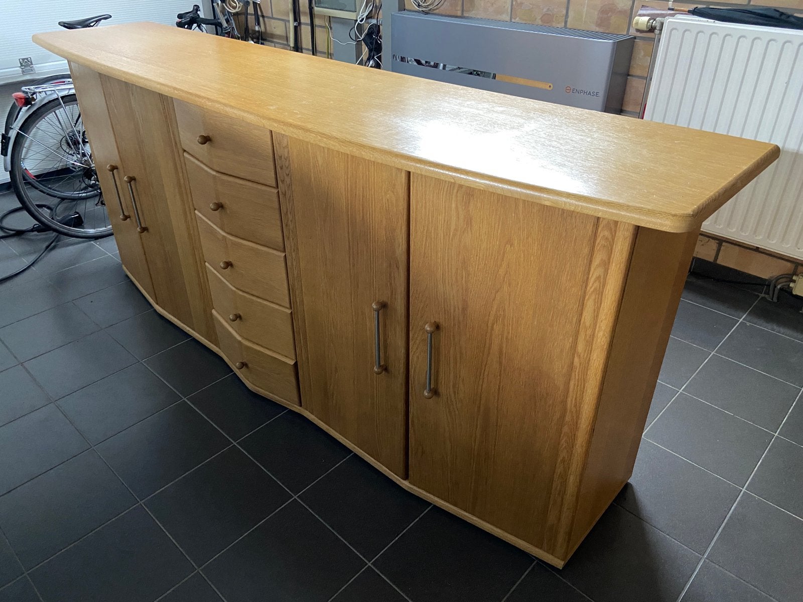 Eiken dressoir en vitrinekast, Ophalen, Zo goed als nieuw, Eikenhout, Met deur(en)