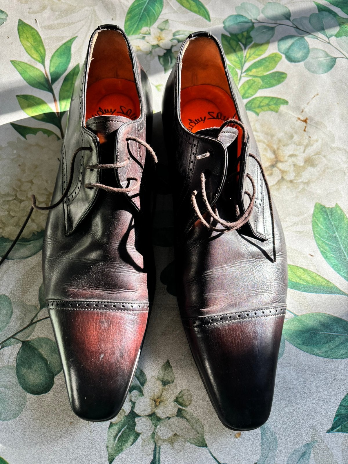 Lederen herenschoenen 41 Santoni, Kleding | Heren, Ophalen, Bruin, Gedragen, Veterschoenen