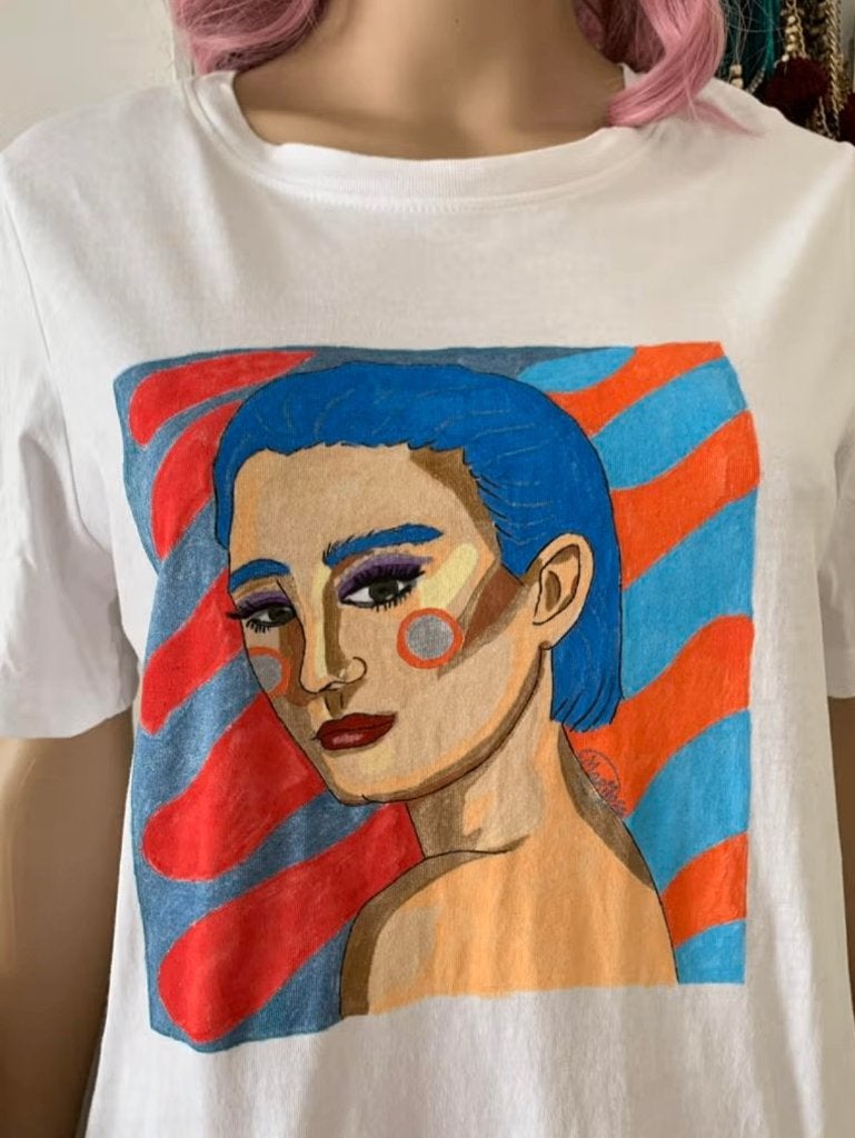 Unique T-shirt with a colourful design, Maat 38/40 (M), Wit, Nieuw, Ophalen of Verzenden