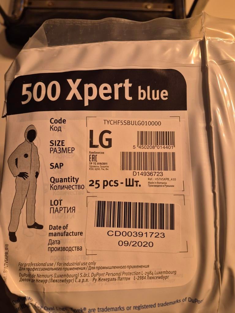 Combinaison Tyvek LG 25 pieces, Ophalen