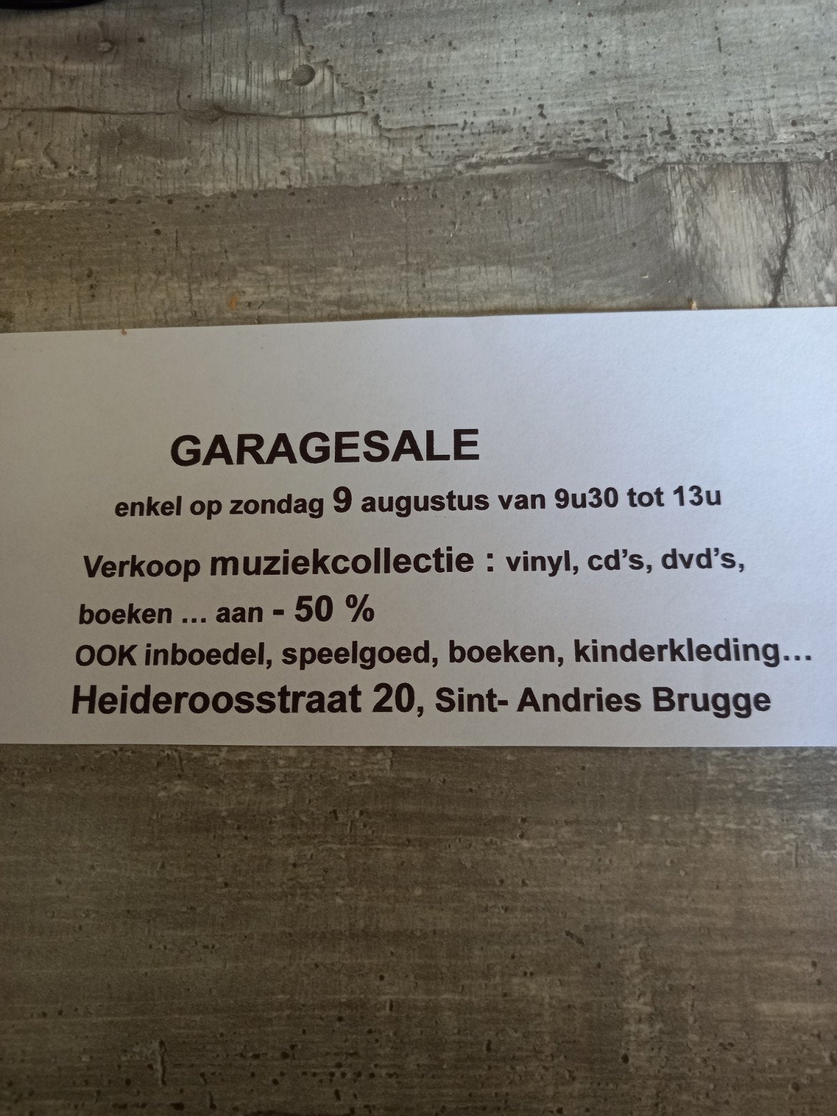 garageverkoop MUZIEK en inboedel, Ophalen