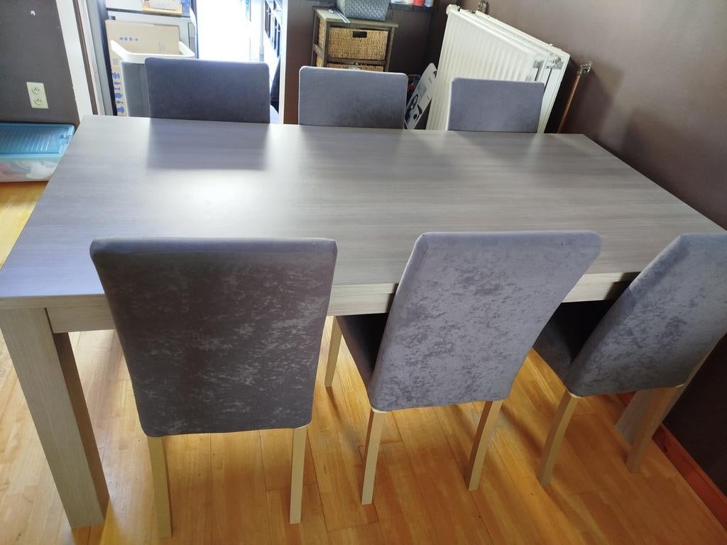 Eettafel + 6 stoelen, Huis en Inrichting, Tafels | Eettafels, Ophalen, 50 tot 100 cm, Vijf personen of meer, 150 tot 200 cm