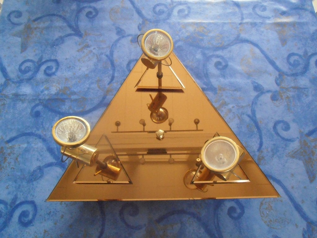 plafonnier miroir super design aspect cuivré, Design, Source lumineuse incluse, Métal, Comme neuf