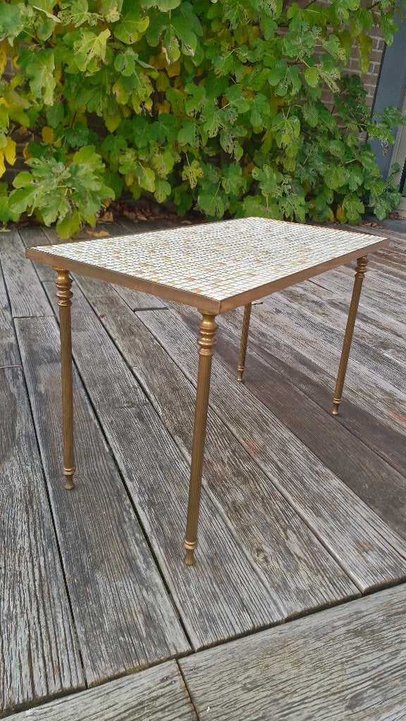 Table d'appoint en mosaïque et piétement en métal cuivré, Enlèvement ou Envoi