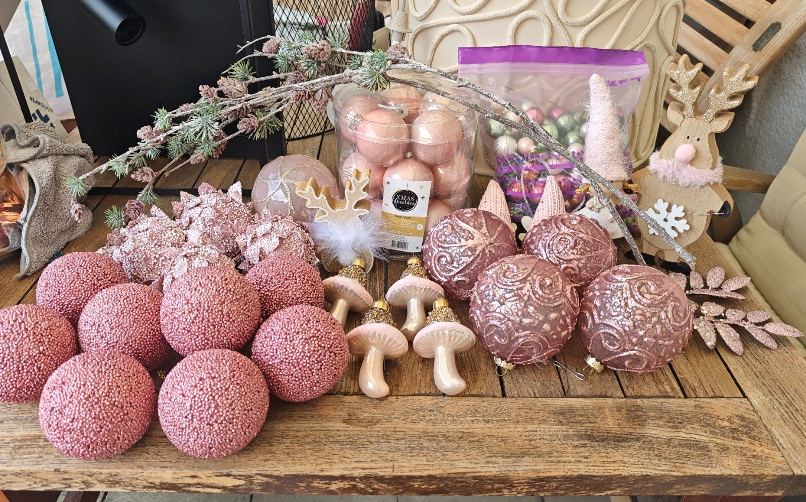 Lot roze kerstdecoratie, Diversen, Kerst, Ophalen, Zo goed als nieuw