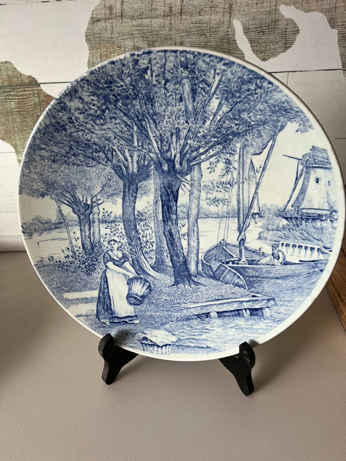 Vintage Delfts Blauw Boch Frères – Idyllisch Hollands Lan, Ophalen