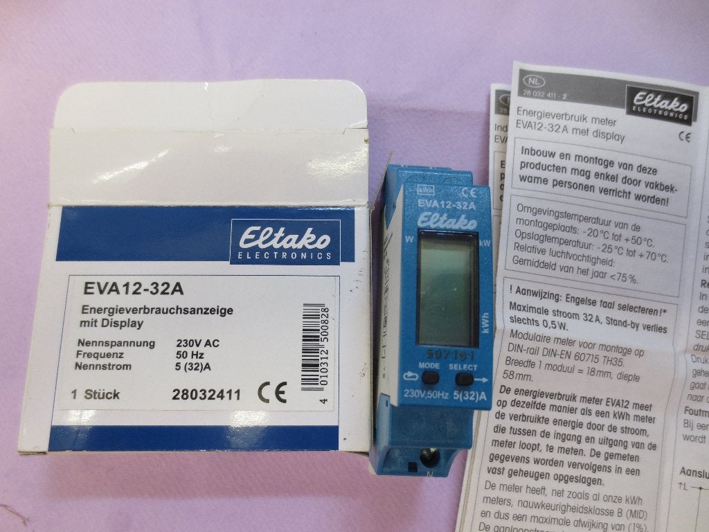 ELTAKO verbruiksmeter KWh met display 35euro, Doe-het-zelf en Bouw, Elektriciteit en Kabels, Ophalen