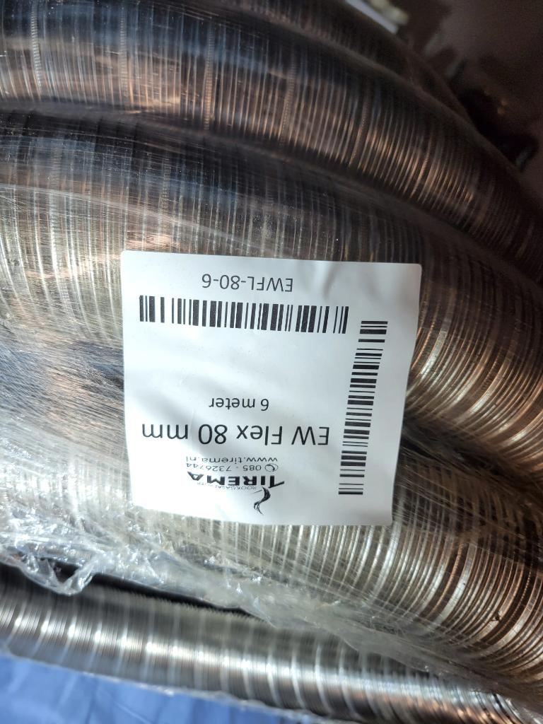 Flexibele inox buis 6 meter, Doe-het-zelf en Bouw, Ophalen, 6 meter of meer, 60 tot 80 mm, Nieuw