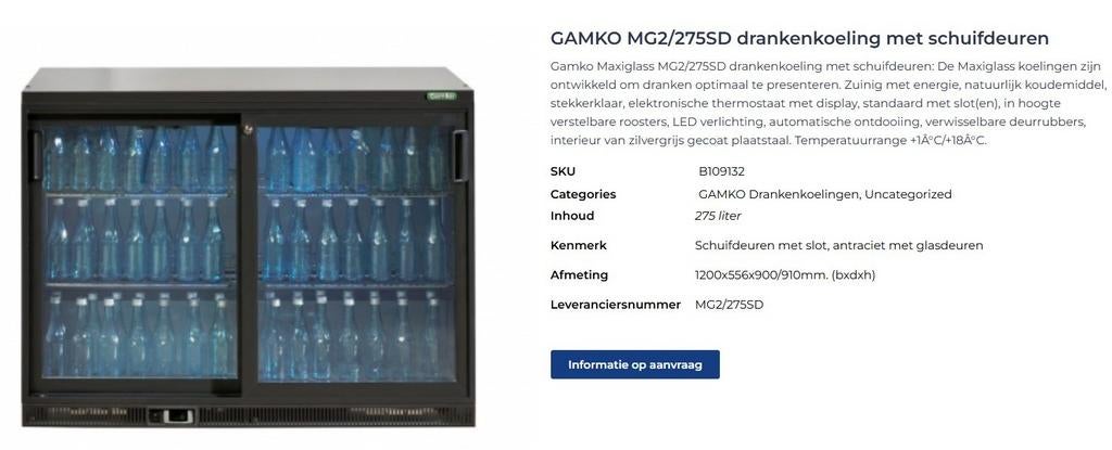 Gamko flessenkoelers 120cm 3 stuks, Zakelijke goederen, Horeca | Keukenapparatuur, Ophalen