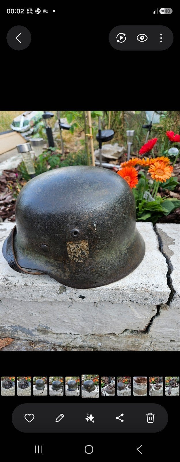 Duitse M42 SE66-helm — 100% originele „Jus de Grenier” —, Ophalen of Verzenden, Landmacht