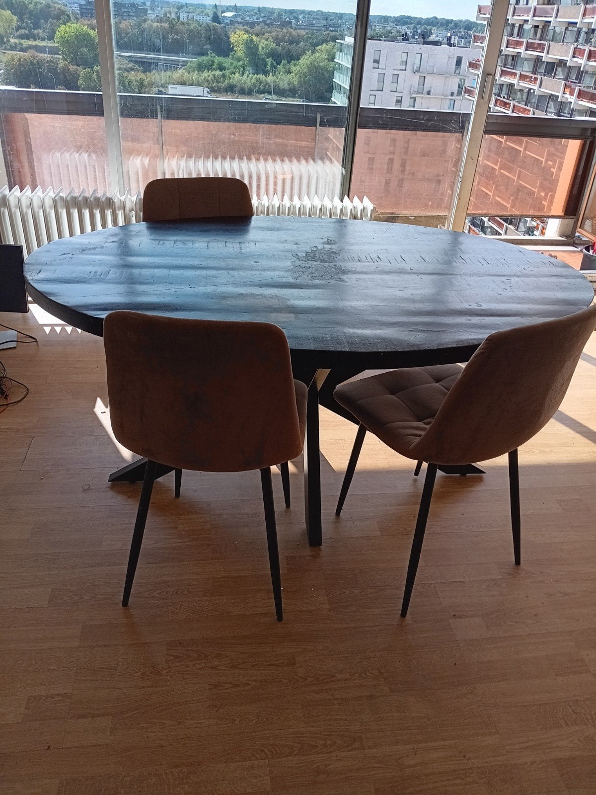ovale Dringend weg zwarte mangohout tafel met of zonder stoe, Ophalen, Gebruikt, Vier personen, Ovaal