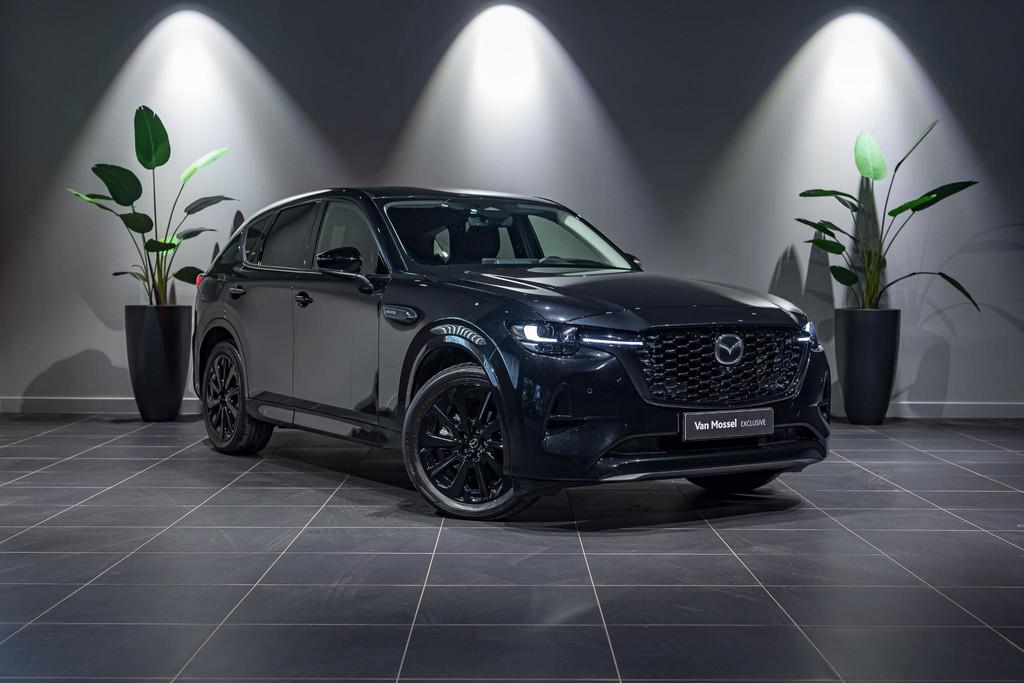 Mazda CX-60 2.5 240kW HOMURA AWD STUUR- EN ZETELVERWARMING |, Auto's, Automaat, Stof, Gebruikt, Zwart