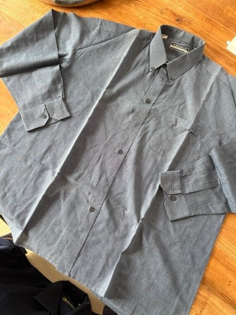 Hemd vintage maat 46, Kleding | Heren, Overhemden, Ophalen of Verzenden, Zo goed als nieuw, Blauw, Overige halswijdtes