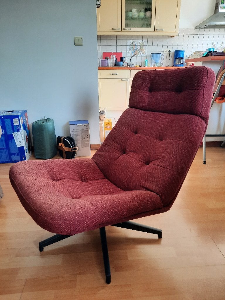 Rode stoffen draai relax fauteuil, leeszetel, Havberg-Ikea, Maison & Meubles, 75 à 100 cm, Tissus, Enlèvement ou Envoi, Moins de 150 cm