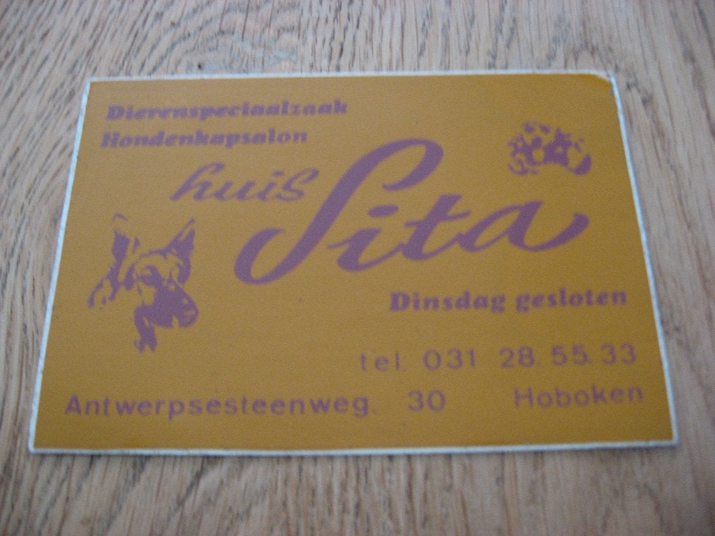 Vintage Sticker Hoboken huis Sita Dierenspeciaalzaak, Ophalen of Verzenden, Nieuw, Overige typen